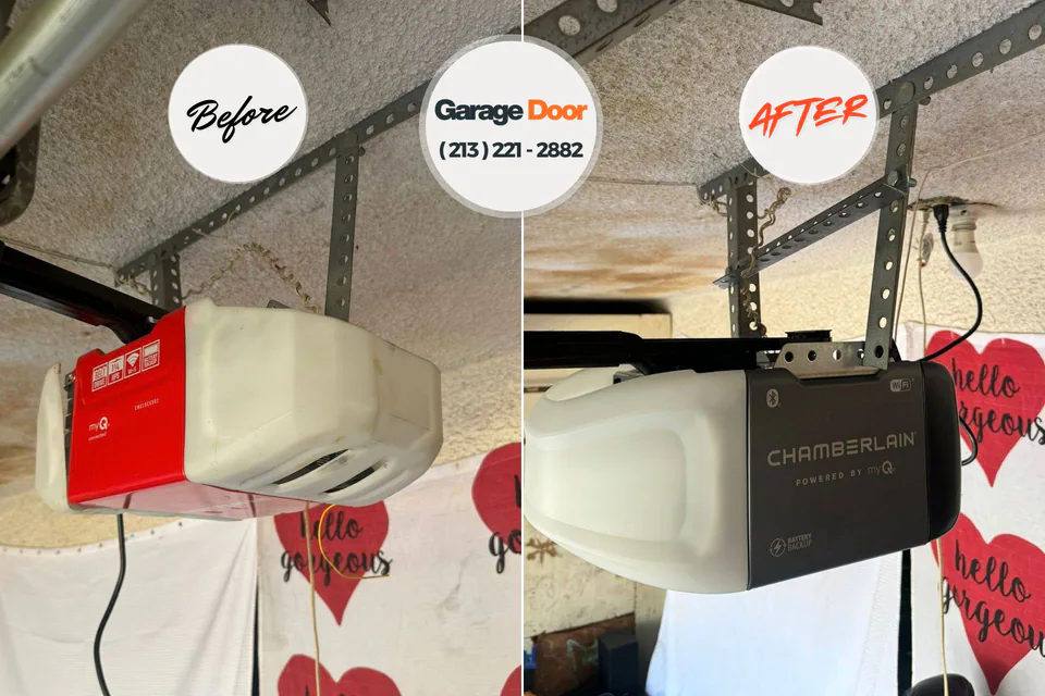 Before and after: garage door repair Belmont Estates, VA